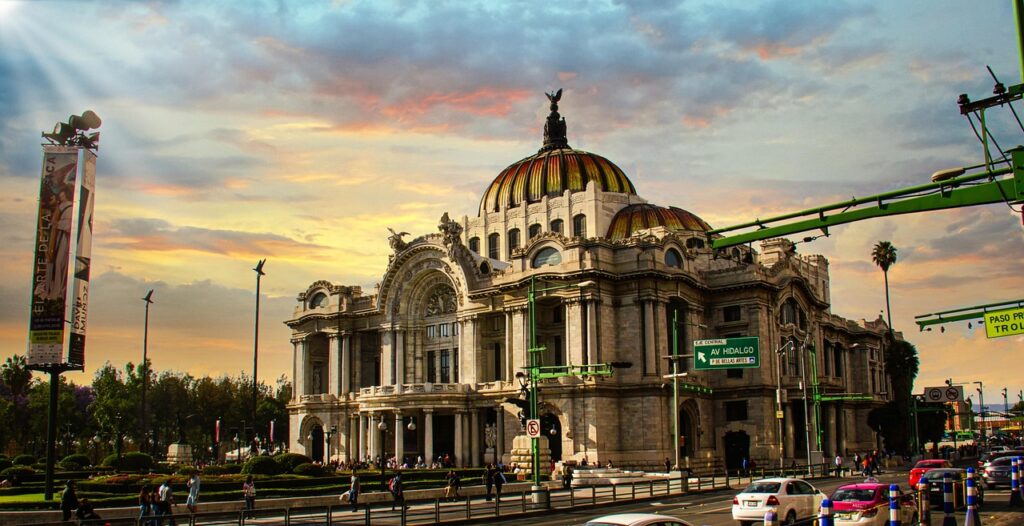 mexico city, sunset, architecture, city, urban, mexico, fine arts, palace, nature, central axis, afternoon, museum