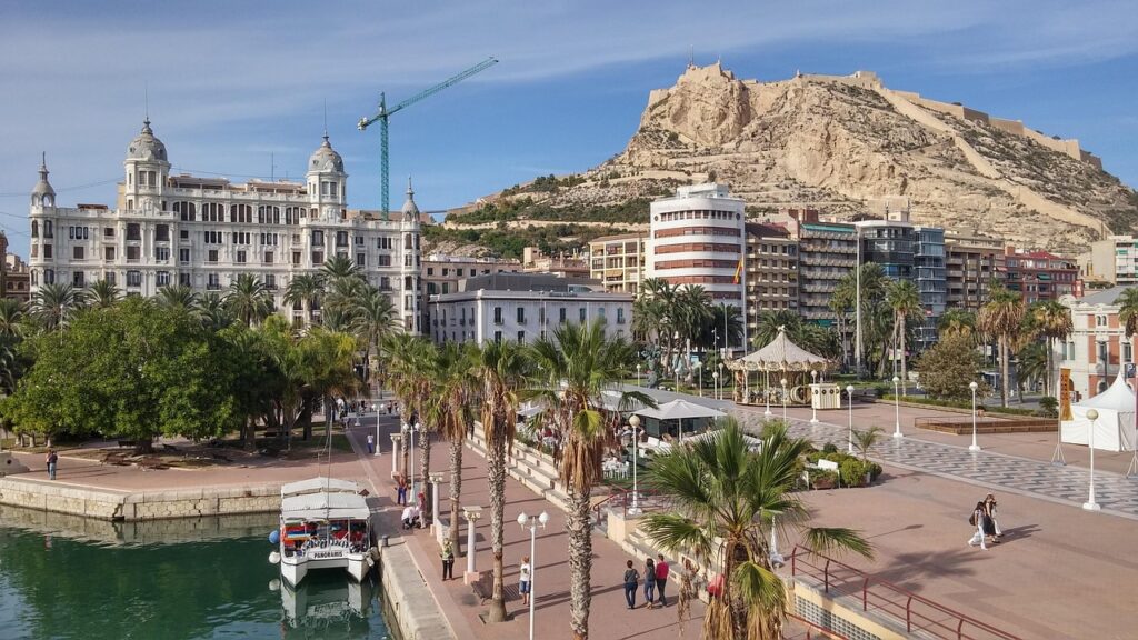 santa barbara castle, alicante, port, costa, spain, water, nature, walk, buildings